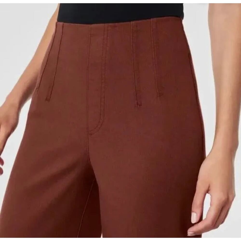Spanx Plus Wide Leg Cropped Pull-On Twill Pant Hickory Brown Size 1X - Picture 3 of 9